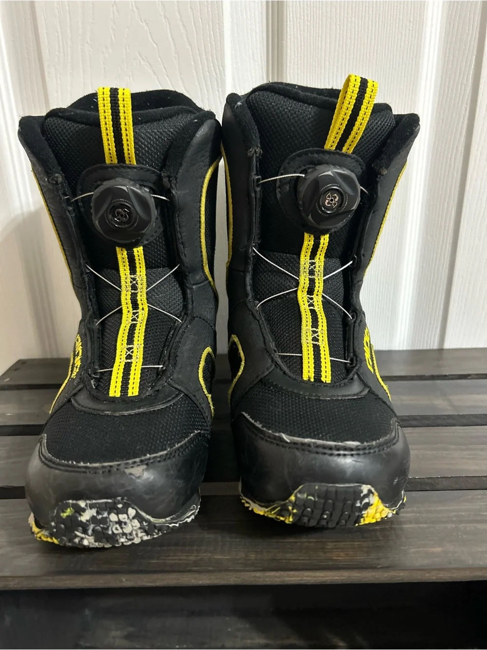 Ride Norris Youth Unisex Snowboard Boots Black & Yellow Sz 1 BOA EUC